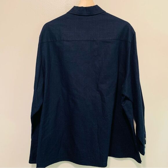 Malcolm & Co navy blue heavy weight  Irish linen women’s button front shacket 2x - Picture 6 of 6
